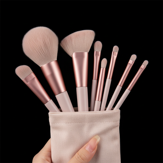 Makeup Brush Set met zwarte achtergrond